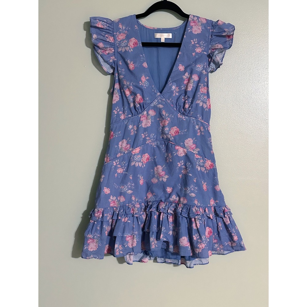 LoveShackFancy Arthur Mini Dress Floral Ruffled Hem Size 6
